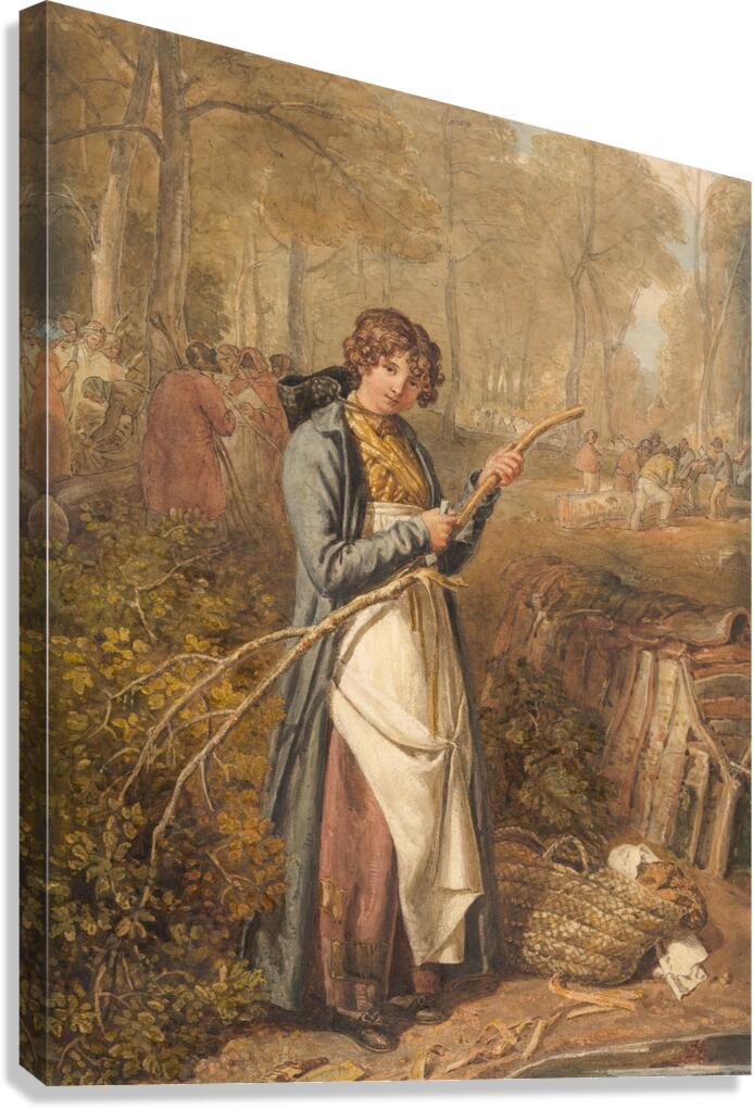 Barking Timber in Wychwood Forest. Oxfordshire [1818] by Joshua Cristall [1765–1847] Canvas Print