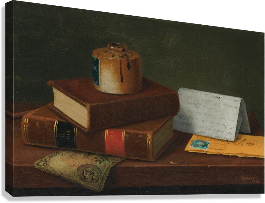 Still Life With Letter To Mr. William Taggart. Esq. [1878] by William Michael Harnett [1848–1892] Canvas Print