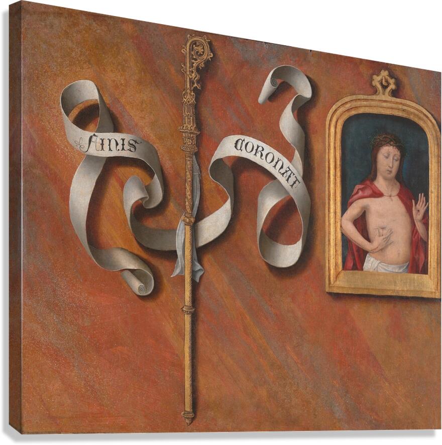 Trompe–l’oeil with Painting of The Man of Sorrows [ca. 1514–15] by Bernard van Orley [1492–1542] Canvas Print