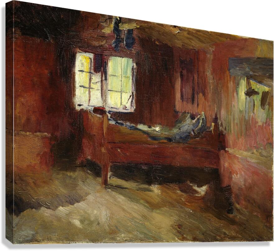 Farm Interior. Strålsjøhaugen [1893] by Harriet Backer [1845–1932] Canvas Print
