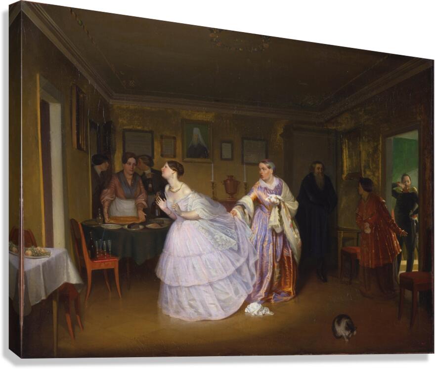The Major Makes a Proposal [Inspecting a Bride in a Merchant’s House] by Pavel Fedotov [1815–1852] Canvas Print