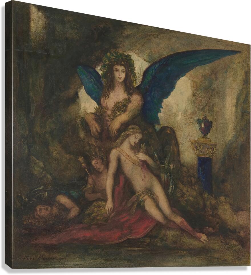 Sphinx in a Grotto [Poet. King and Warrior] [1887–1888] by Gustave Moreau [1826–1898] Canvas Print