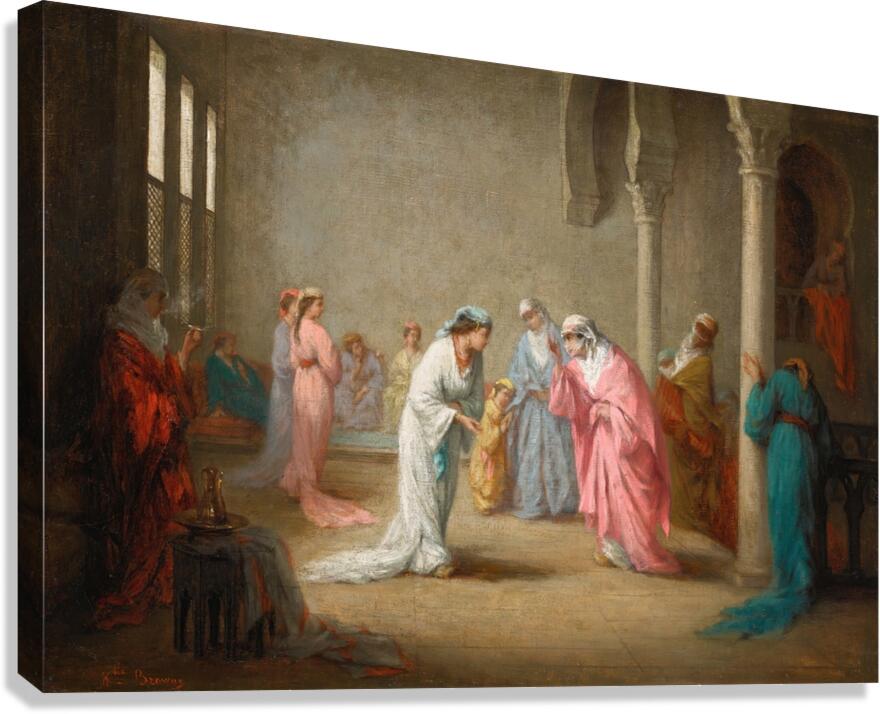 A Visit. A Harem Interior by Henriette Browne [1829–1901] Canvas Print
