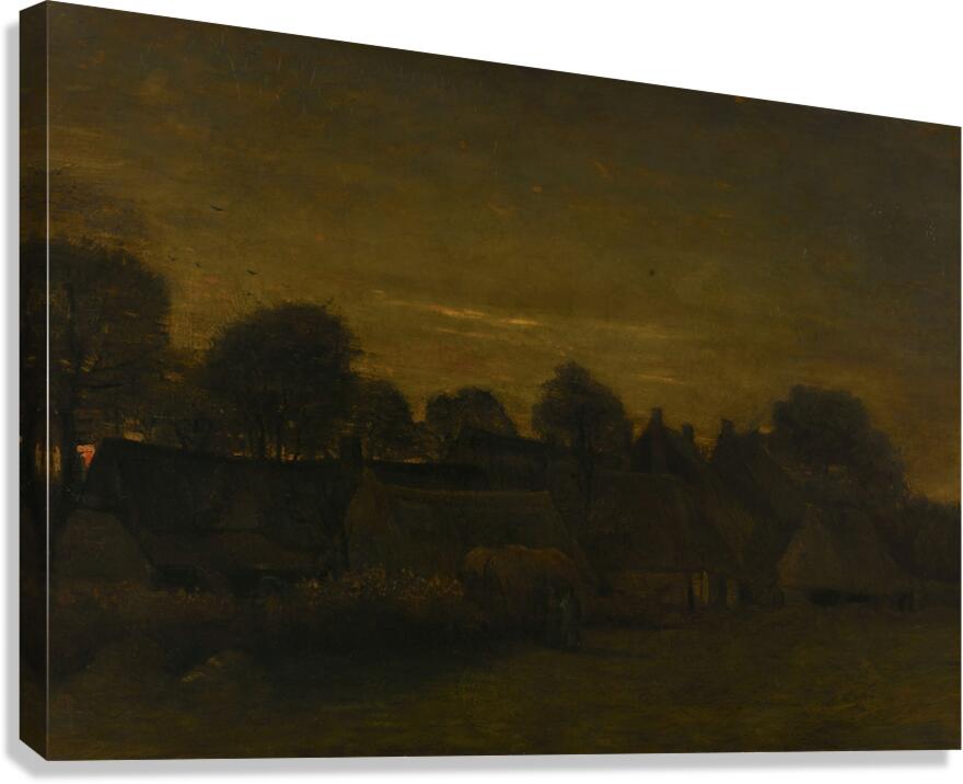 Farming Village at Twilight [1884] by Vincent van Gogh [1853–1890] Canvas Print