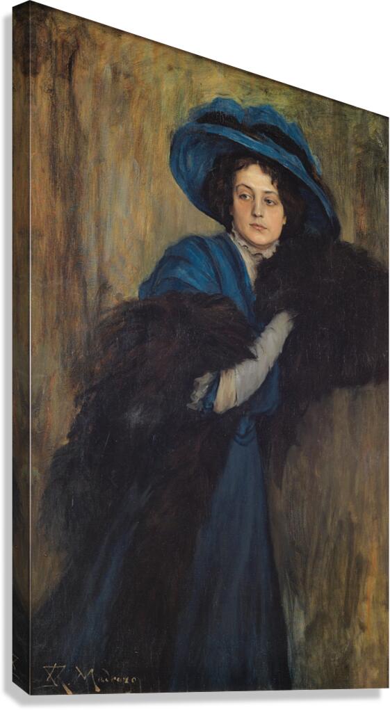 Portrait of a Lady in Blue [1897–1905] by Raimundo de Madrazo y Garreta [1841–1920] Canvas Print
