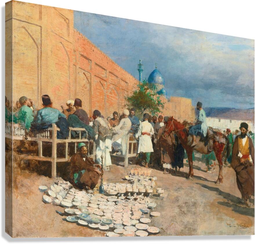 Persian café – the pottery seller by Edwin Lord Weeks [1849–1903] Canvas Print
