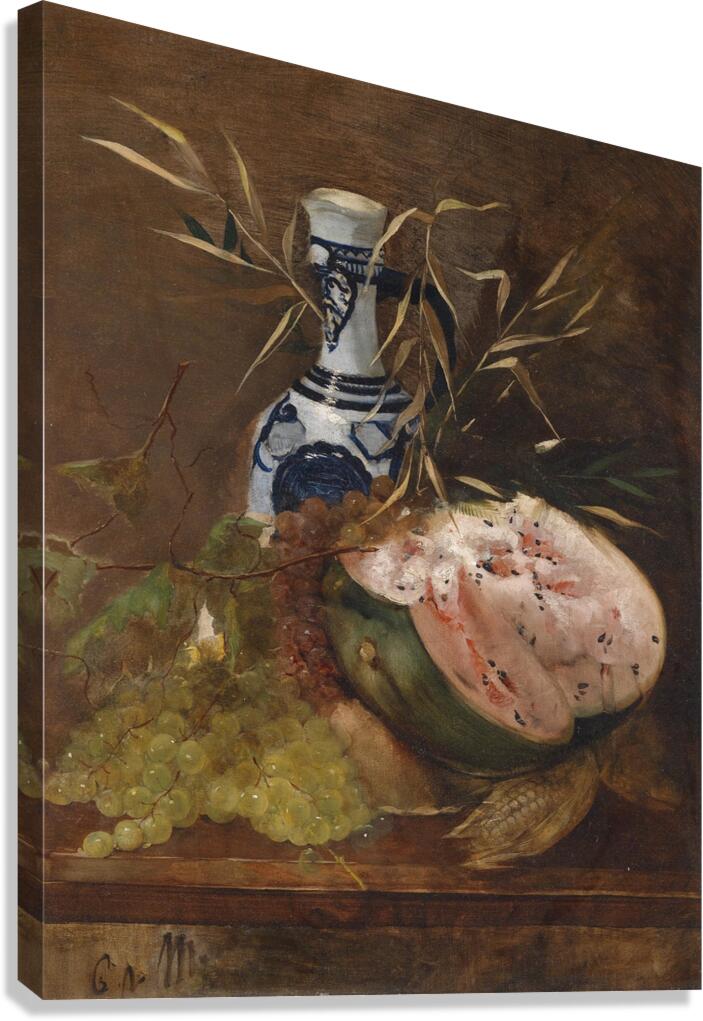 Früchtestillleben Mit Melone by Carl Von Merode [1853–1909] Canvas Print