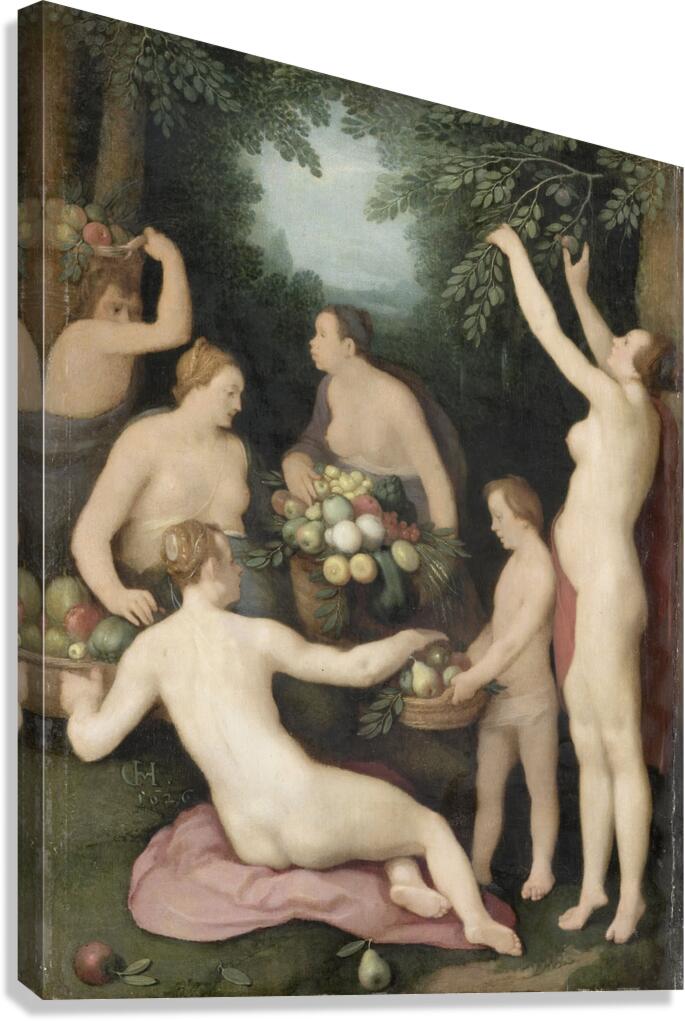 Pomona Receiving the Harvest of Fruit [1626] by Cornelis Cornelisz Van Haarlem [1562–1638] Canvas Print