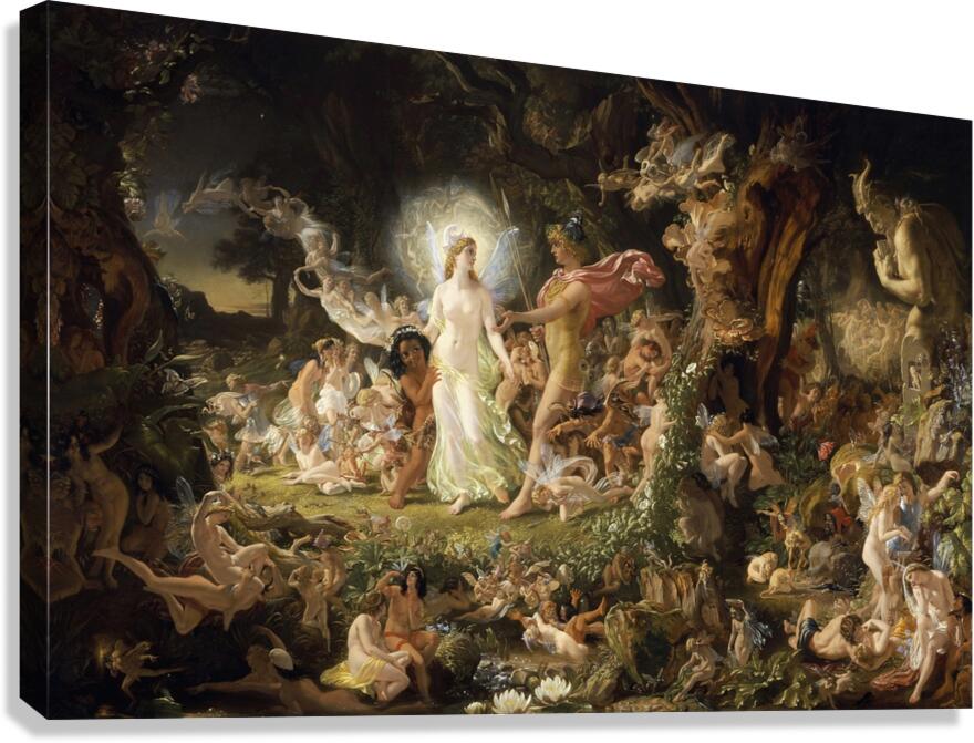 The Quarrel of Oberon and Titania [1849] by Sir Joseph Noel Paton [1821–1901] Canvas Print
