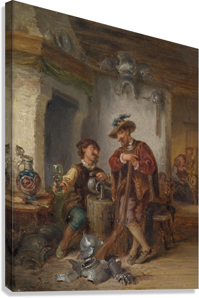 Zechende Soldaten by Eduard Ender [1822–1883] Canvas Print