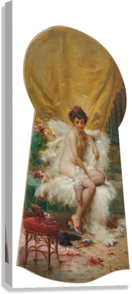 Durchs Schlüsselloch geschaut by Hans Zatzka [1859–1945] Canvas Print