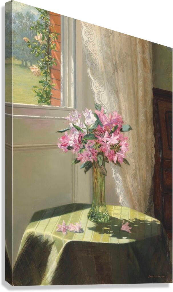 Rhododendrons by a window by Jessica Hayllar [1858–1940] Canvas Print