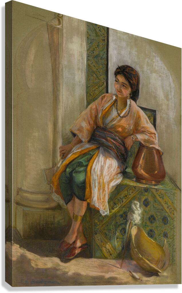 Jeune Fille À L’éventail by Frederick Arthur Bridgman [1847–1928] Canvas Print