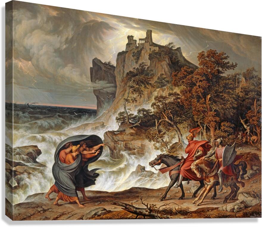 Macbeth and the Witches [1829–1830] by Joseph Anton Koch [1768–1839] Canvas Print