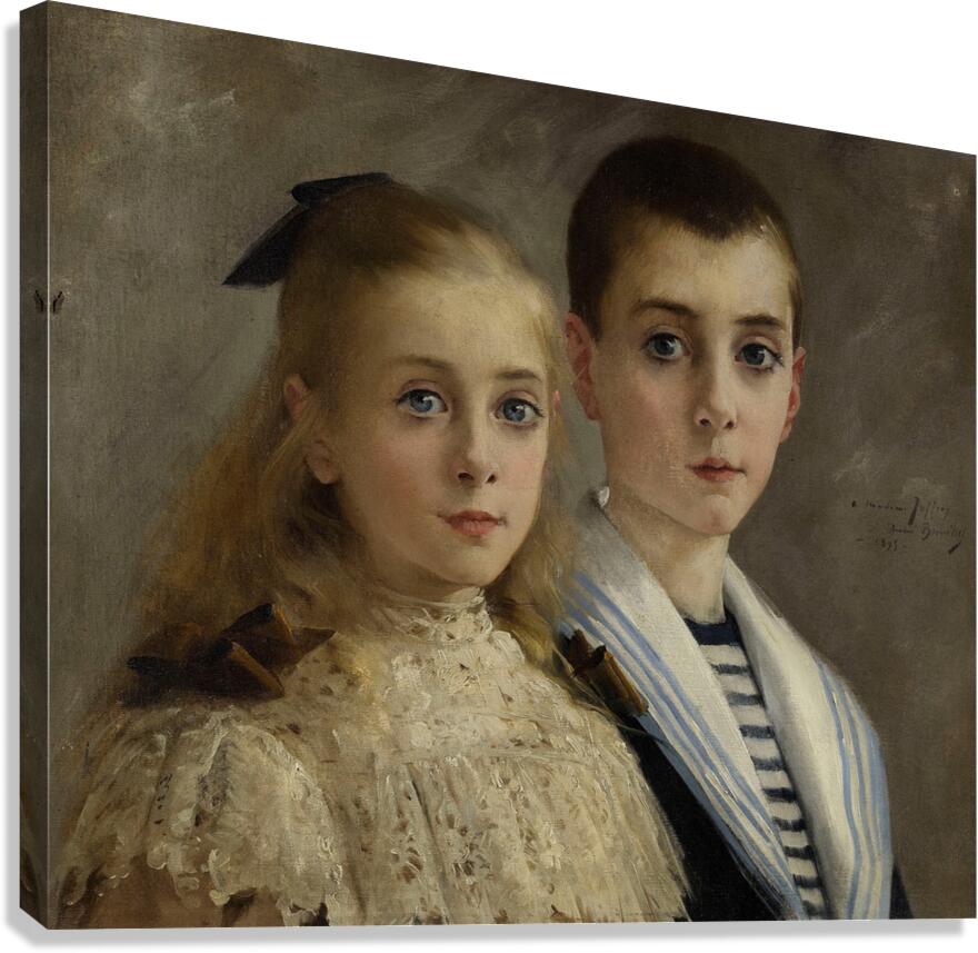 Portrait de Jean et Jeanne. Les enfants du professeur Joffroy [1895] by André Brouillet [1857–1914] Canvas Print