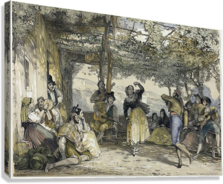 Spanish Peasants Dancing the Bolero [1836] by John Frederick Lewis [1805–1876] Canvas Print