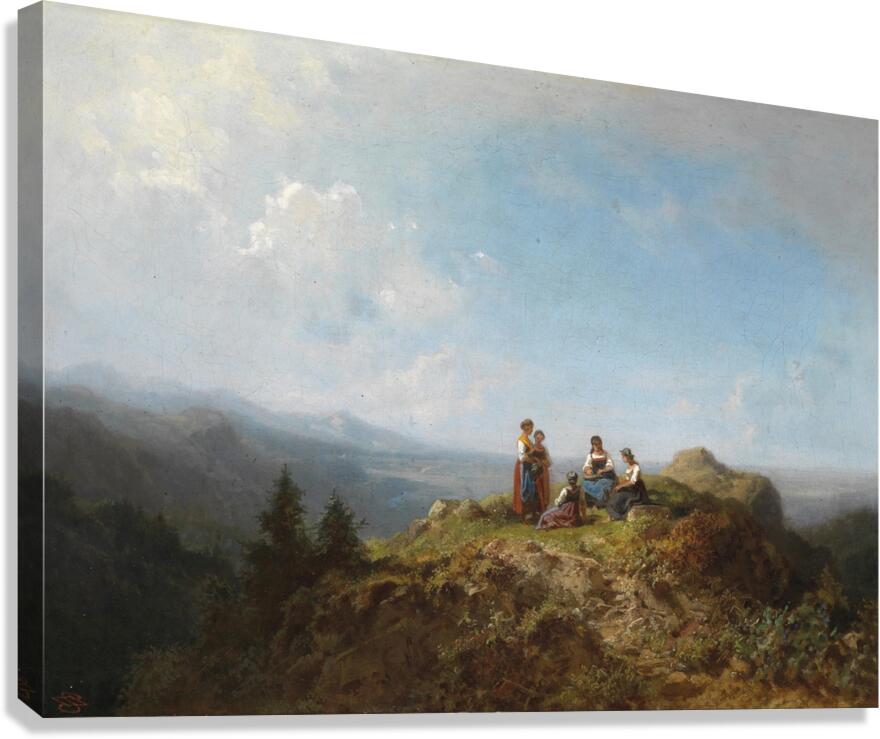 Dirndln auf der Alm by Carl Spitzweg [1808–1880] Canvas Print