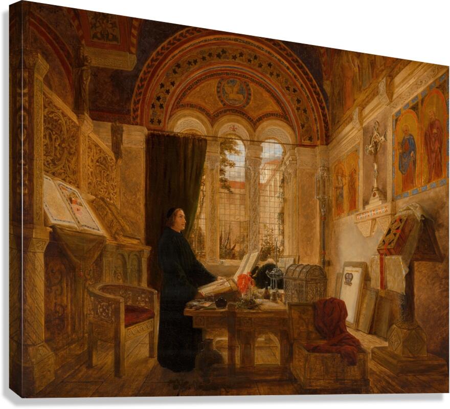Interior of a monastery in Italy [1853] by Elmslie William Dallas [1809–1879] Canvas Print