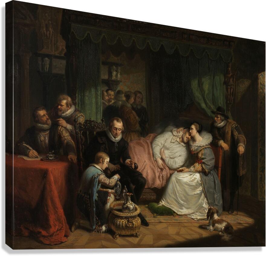Prince William I nursed by his Wife Charlotte de Bourbon after the Abortive Attempt on his Life by Jean Jaurequi in Antwerp in 1582 [1840] by Nicolaas Pieneman [1809–1860] Canvas Print