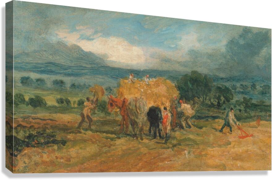 A Harvest Scene with Workers Loading Hay on to a Farm Wagon [ca. 1800] by James Ward [1769–1859] Canvas Print