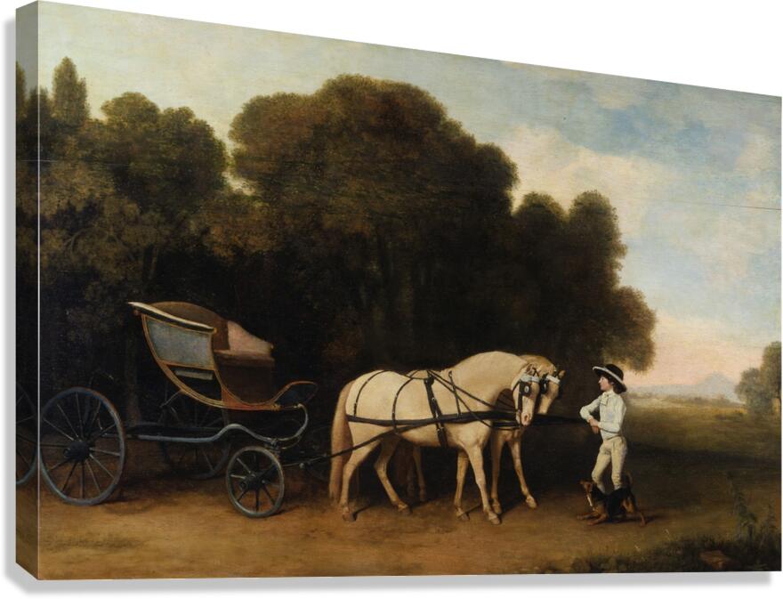Phaeton with a pair of cream ponies and a stable–lad [between 1780 and 1784] by George Stubbs [1724–1806] Canvas Print