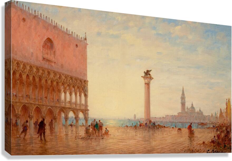 View Of The Piazza San Marco. Venice by Charles Clement Calderon [1870–1906] Canvas Print