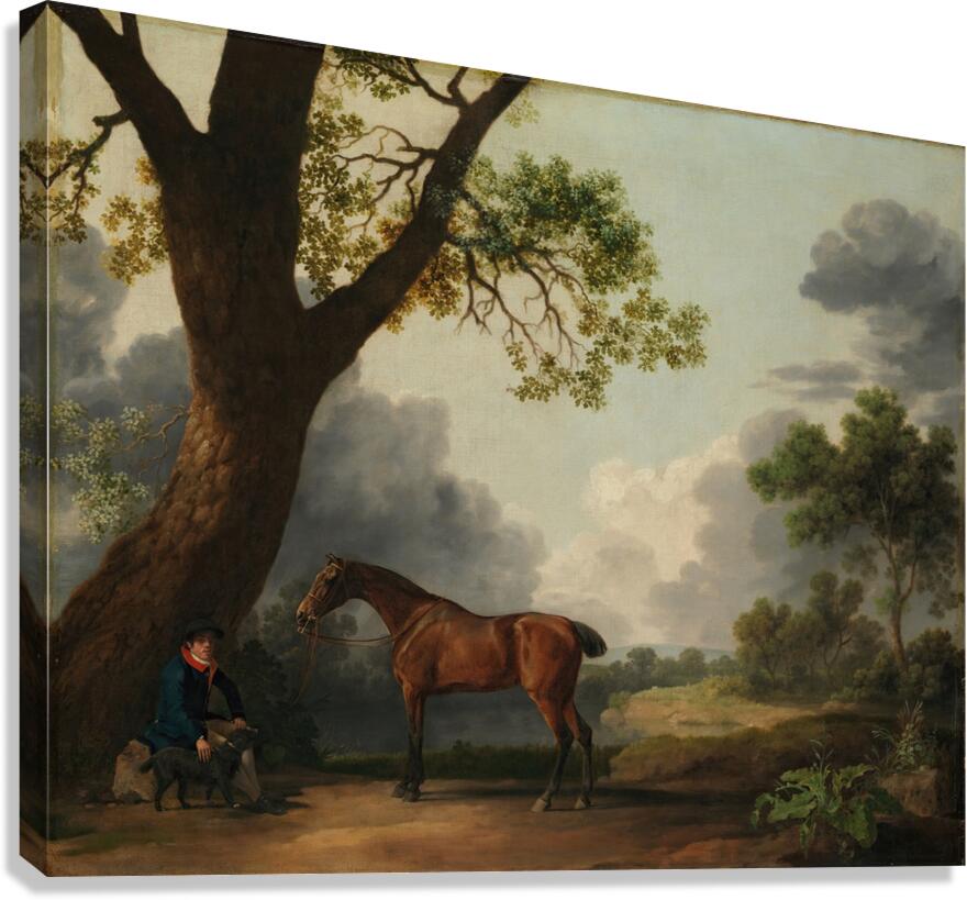 The Third Duke of Dorset’s Hunter with a Groom and a Dog [1768] by George Stubbs [1724–1806] Canvas Print