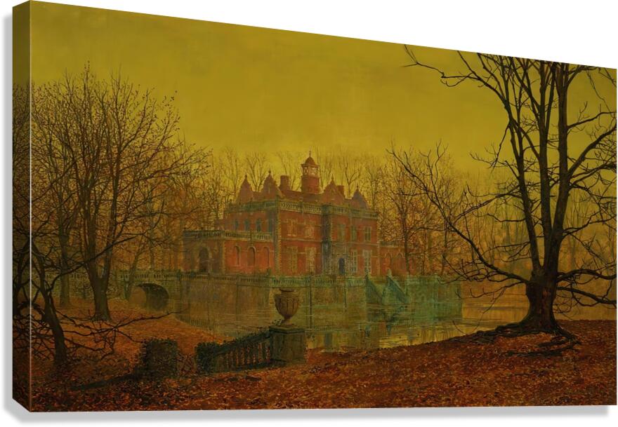 A Moated Yorkshire Home [1879] by John Atkinson Grimshaw [1836–1893] Canvas Print