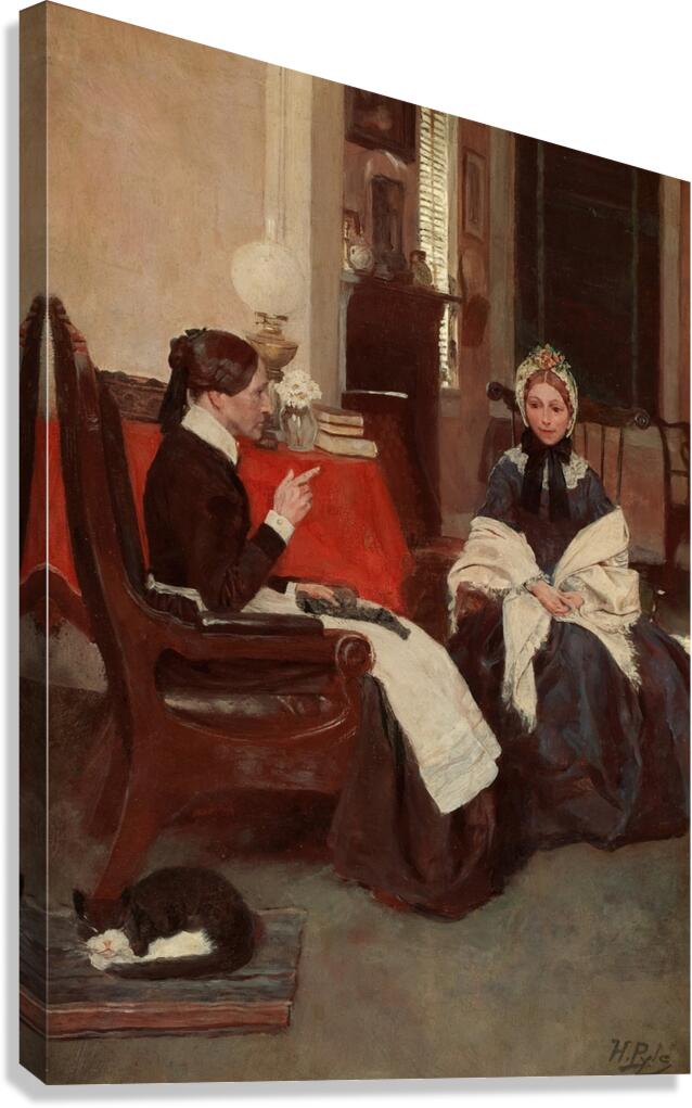 ‘And who’s going to support ’em’ demanded Mrs. Barkley’ [1898] by Howard Pyle [1853–1911] Canvas Print