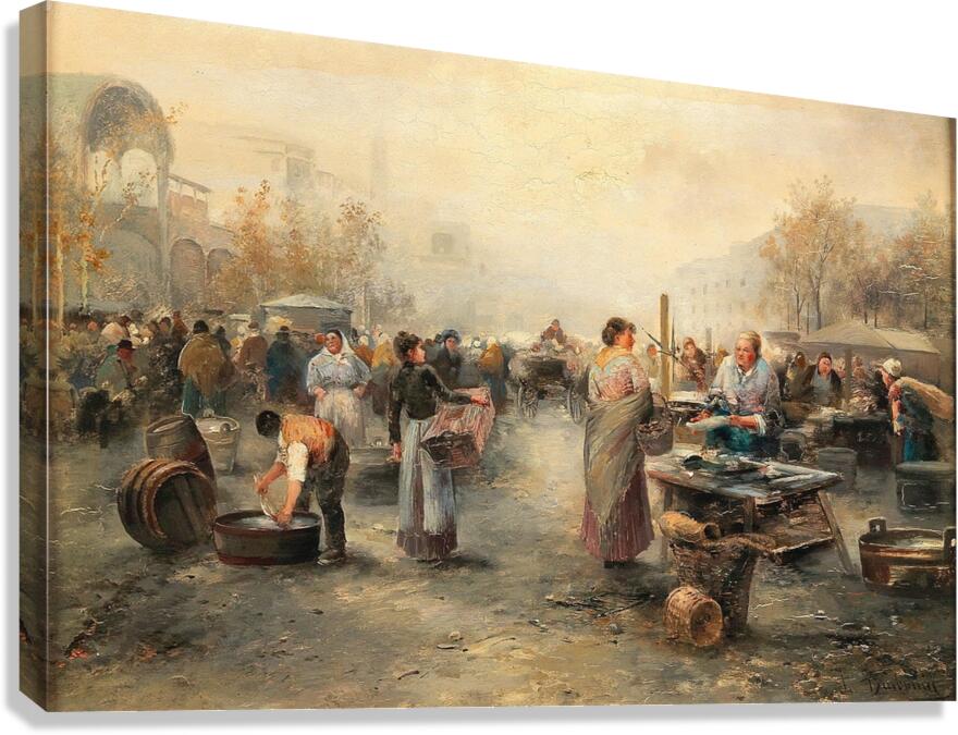 Fish Market by Emil Barbarini [1855–1933] Canvas Print