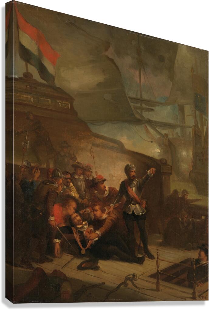 Maarten Harpertsz. Tromp sneuvelt. Anno 1653 [1860] by Paul Tetar van Elven [1832–1896] Canvas Print