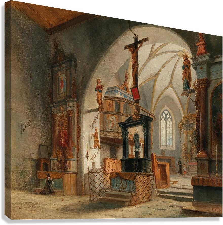 Justuskirche in Flums by Carl Georg Anton Graeb [1816–1884] Canvas Print