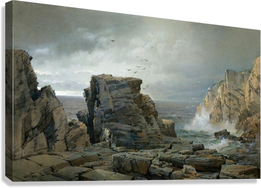 A Rocky Coast [1877] by William Trost Richards [1833–1905] Canvas Print