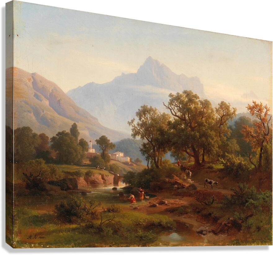 Region In South Tyrol–landscape In The Morning Light by August Behrendsen [1819–1886] Canvas Print