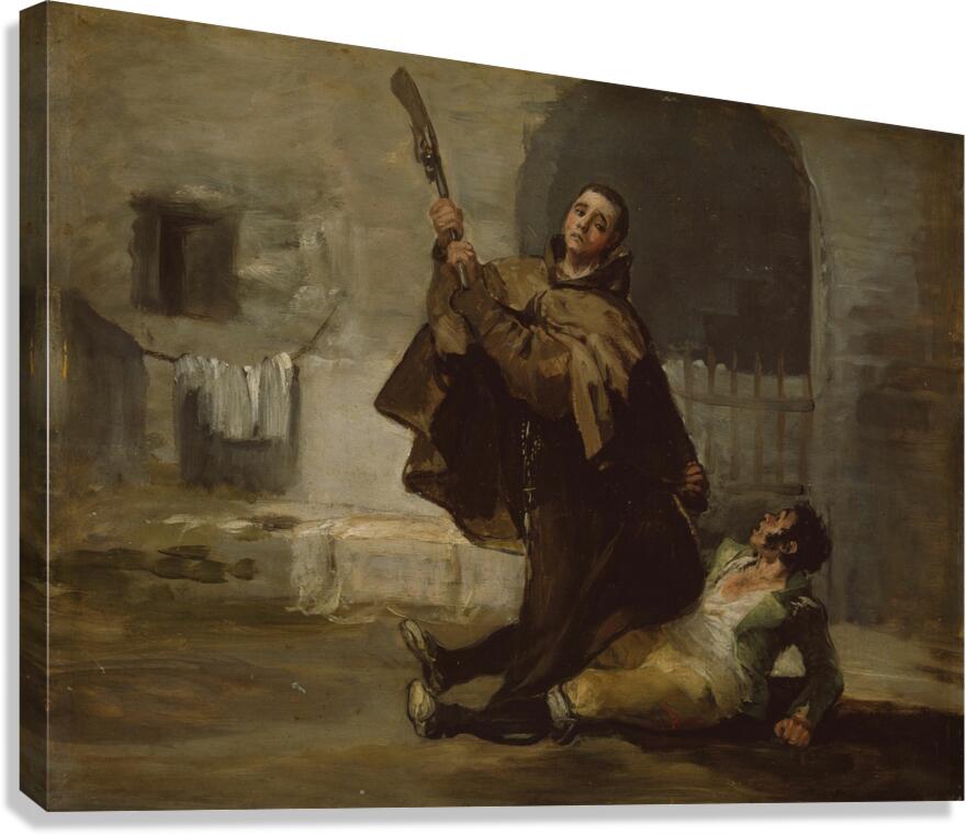 Friar Pedro Clubs El Maragato with the Butt of the Gun [c. 1806] by Francisco de Goya [1746–1828] Canvas Print