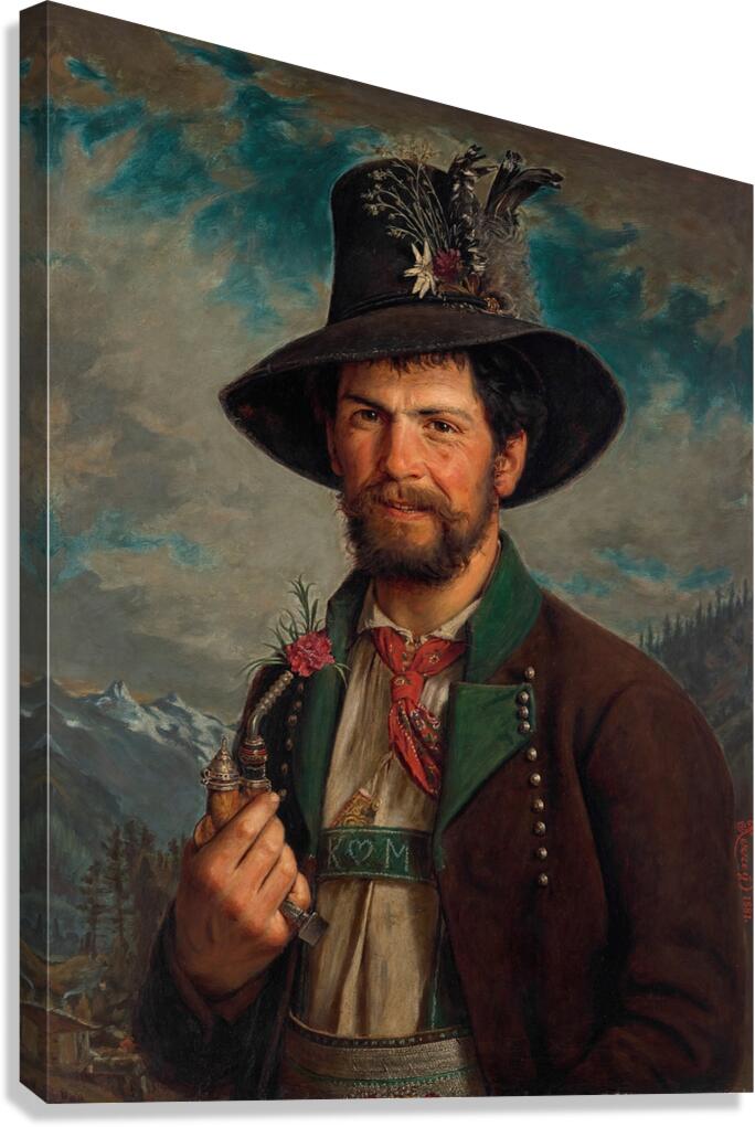 Tiroler Bauer in Stubaier Tracht [1881] by August Pezzey the elder [1847–1915] Canvas Print