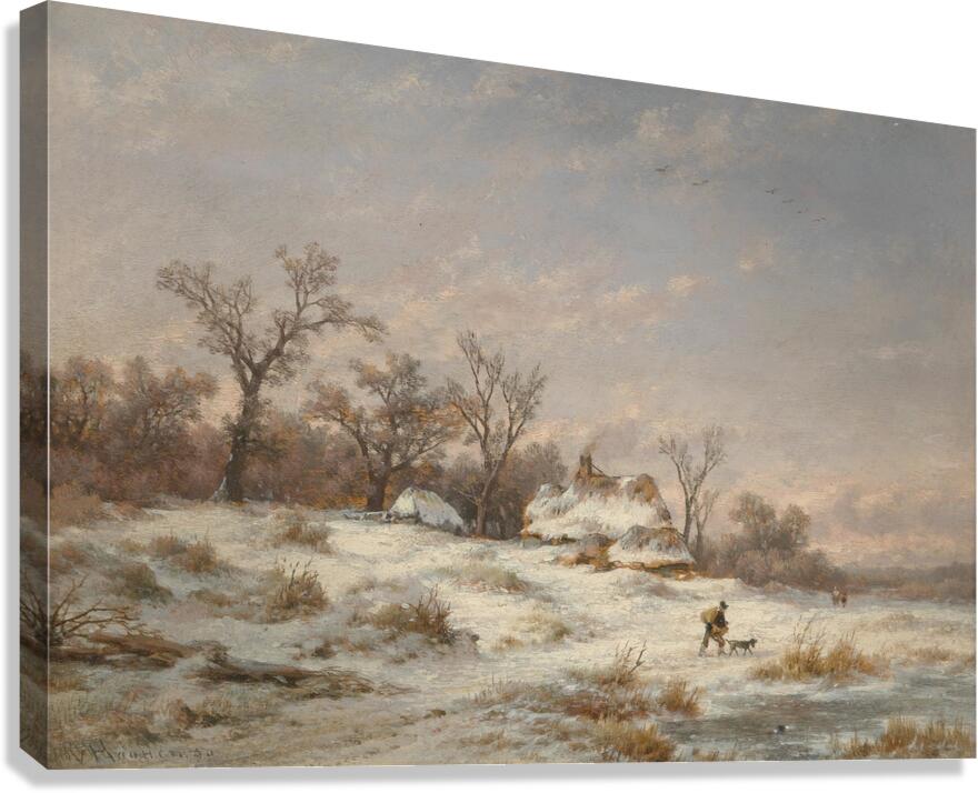 Winter landscape with decorative figures [1890] by Remigius Adrianus van Haanen [1812–1894] Canvas Print