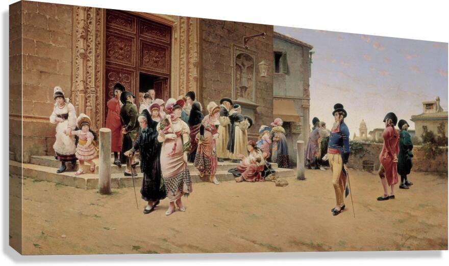 Leaving Church by Germán Álvarez Algeciras [1848–c. 1912] Canvas Print