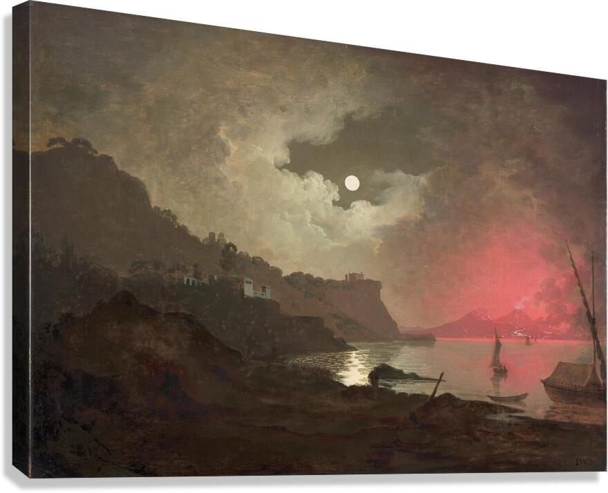 A view of Vesuvius from Posillipo. Naples by Joseph Wright of Derby [1734–1797] Canvas Print