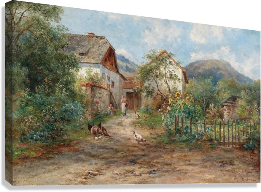 A Rustic Garden in Blossom in the Countryside. By Emil Barbarini [1855–1933] Canvas Print