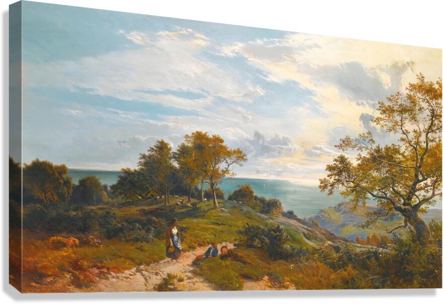 A Peep At The Sea. Fairlight Glen [1859] by Sidney Richard Percy [1821–1886] Canvas Print