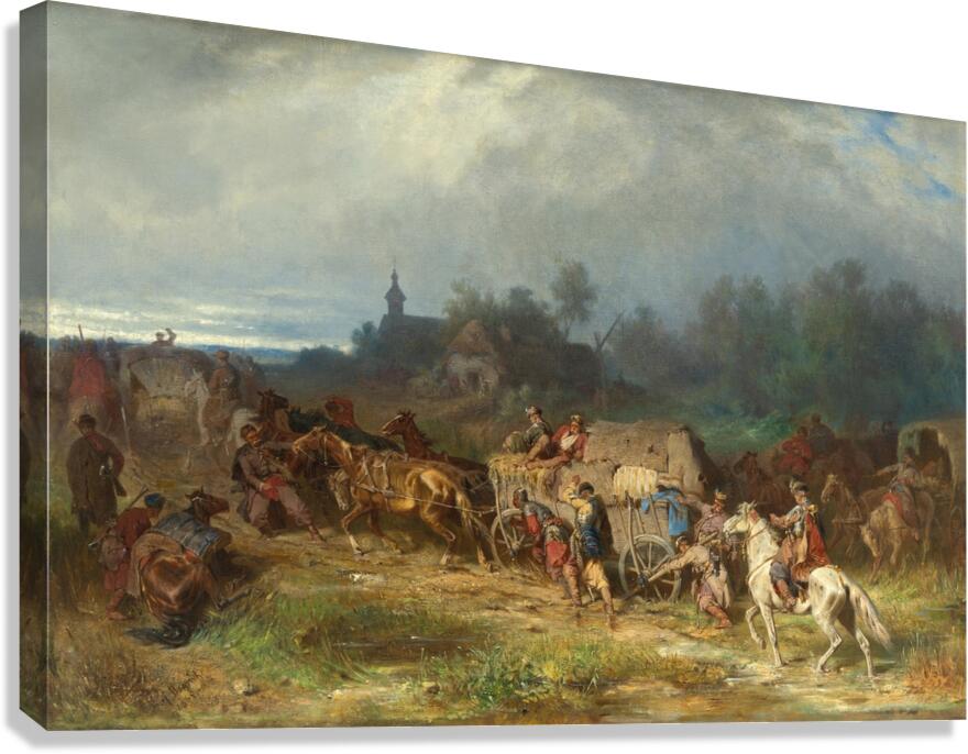 Returning Home. ‘Patient Transport [Polish Camp]’ [1865] by Jozef Brandt [1841–1915] Canvas Print