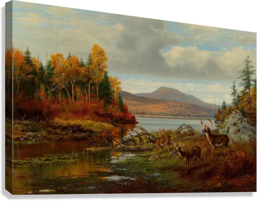 Late Autumn. Long Lake. Hamilton Co.. New York. Adirondacks [1881] by Arthur Fitzwilliam Tait [1819–1905] Canvas Print