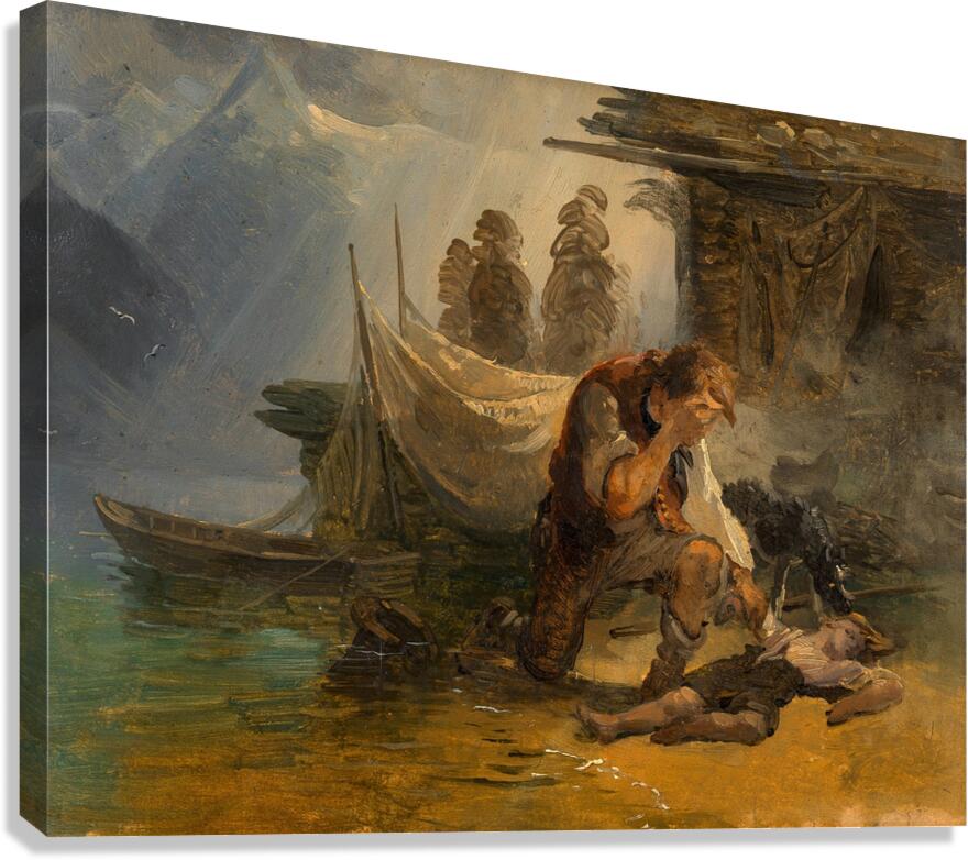 Der ertrunkene Knabe [around 1830–1840] by Friedrich August Matthias Gauermann [1807–1862] Canvas Print