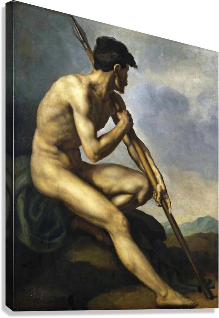 Nude Warrior with a Spear [c. 1816] by Théodore Géricault [1791–1824] Canvas Print