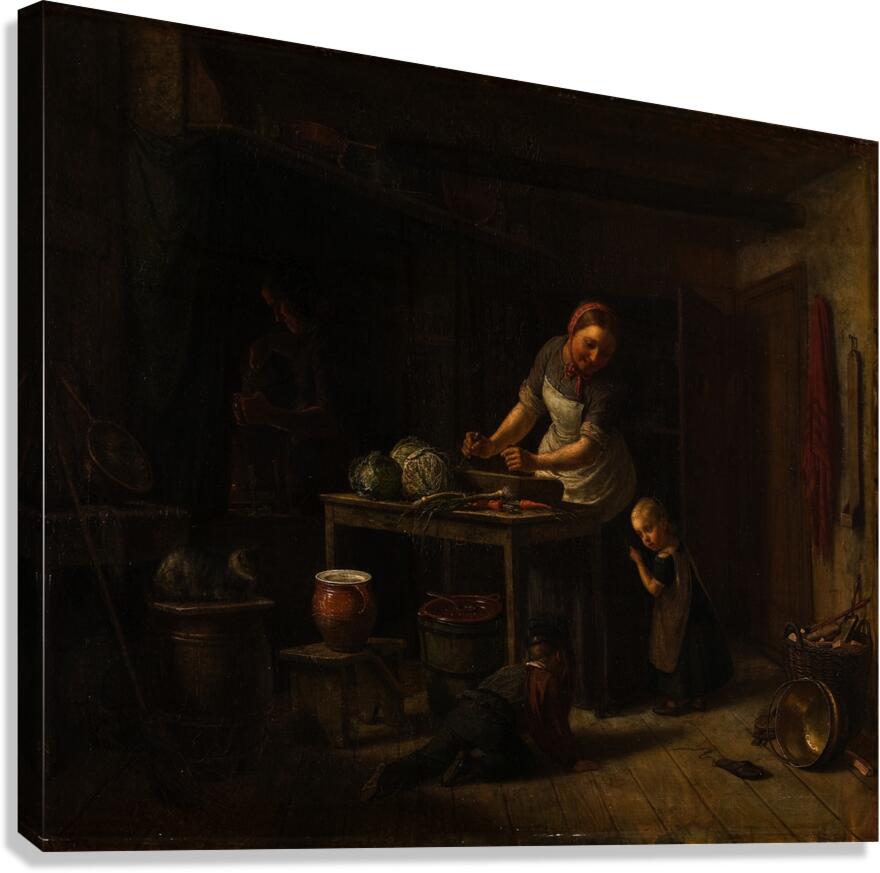 Kitchen Interior [1861] by David Monies [1812–1894] Canvas Print