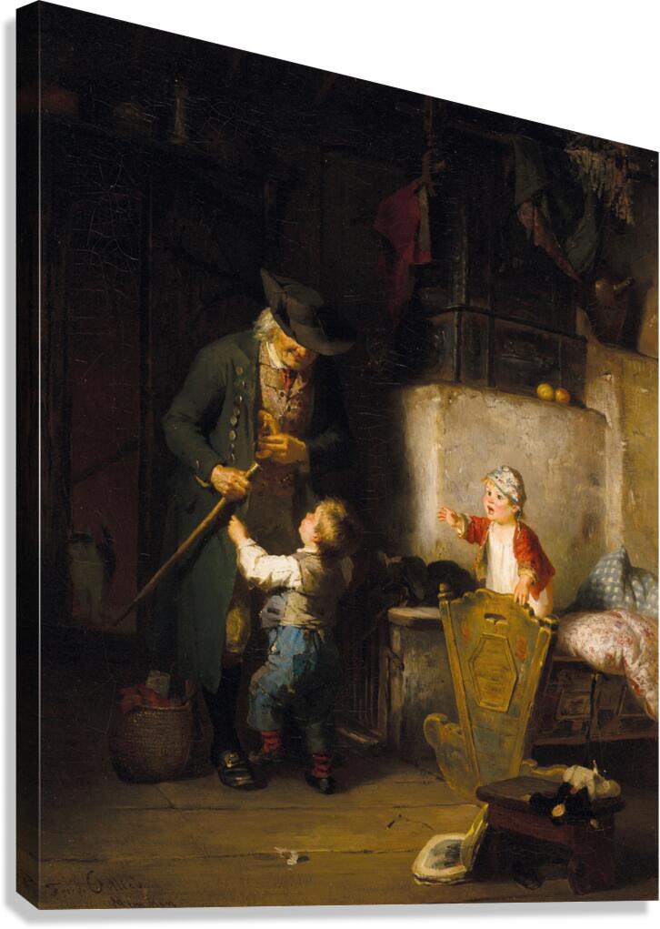 Der Besuch des Großvaters by Friedrich Ortlieb [1839–1909] Canvas Print