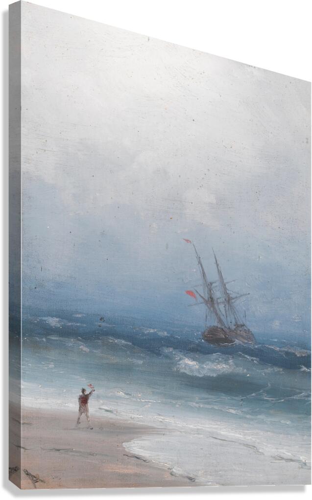 Stormy Coast by Ivan Konstantinovich Aivazovsky [1817–1900] Canvas Print
