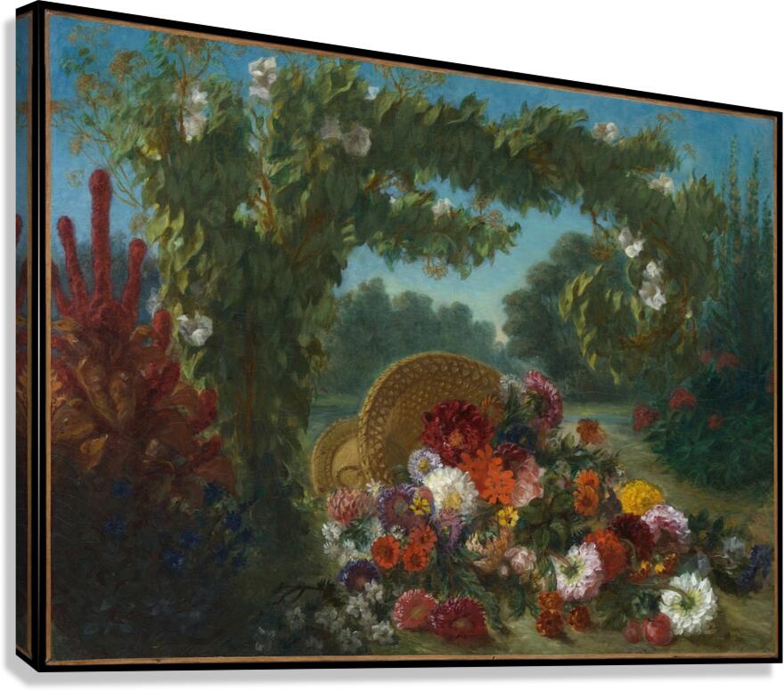 Basket of Flowers [1848–49] by Eugène Delacroix [1798–1863] Canvas Print