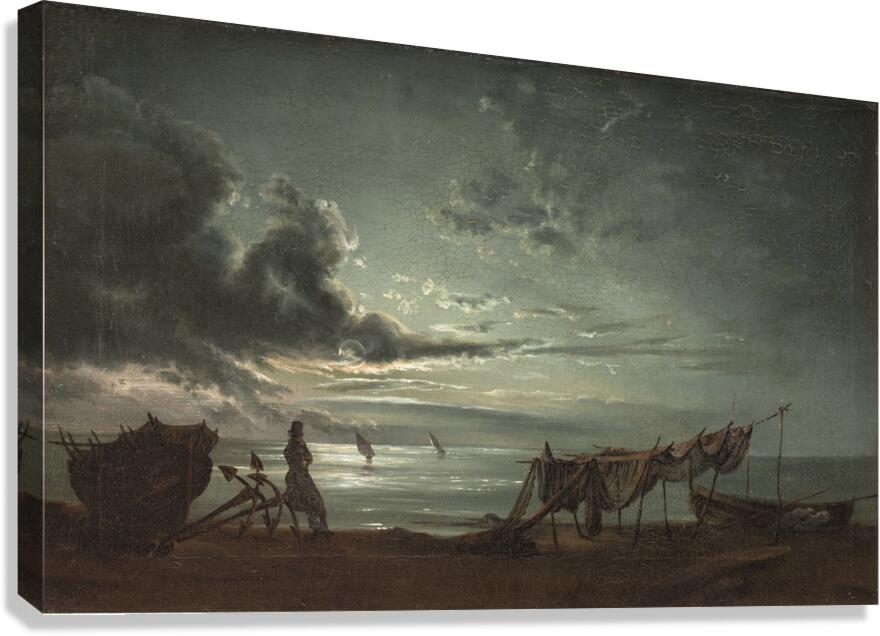 The Gulf of Naples. Moonlight [1820–1821] by Johan Christian Dahl [1788–1857] Canvas Print